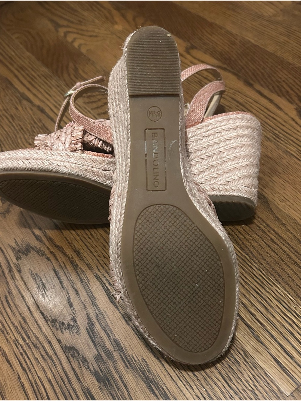 Bandolino Blush Pink Raffia Wedge Sandal with Ankle Strap 0051 - Picture 13 of 13